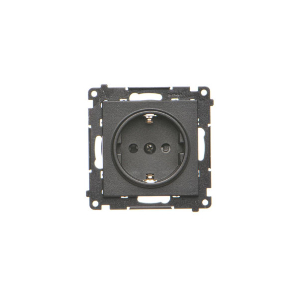 TGSZ1CZ.01/149 Gniazdo Schuko z przesłonami (moduł) 16 A, 250 V~, szybkozłącza, Czarny mat - Simon 55