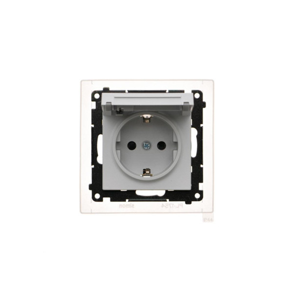 TGSZ1BCZ.01/114 Gniazdo Schuko do wersji IP44 z przesłonami z uszczelką ramki (moduł) 16 A, 250 V~, szybkozłącza. Klapka w...