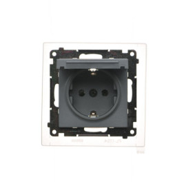 TGSZ1BCZ.01/116 Gniazdo Schuko do wersji IP44 z przesłonami z uszczelką ramki (moduł) 16 A, 250 V~, szybkozłącza. Klapka w...