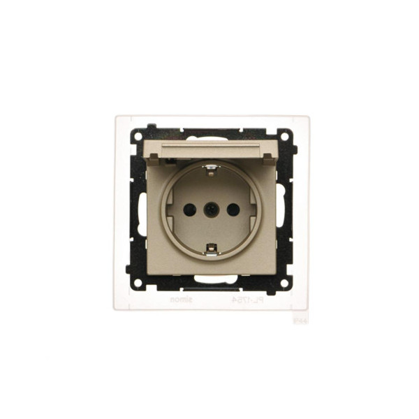 TGSZ1BCZ.01/144 Gniazdo Schuko do wersji IP44 z przesłonami z uszczelką ramki (moduł) 16 A, 250 V~, szybkozłącza. Klapka w...