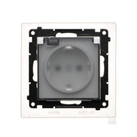 TGSZ1BCZ.01/111A Gniazdo Schuko do wersji IP44 z przesłonami z uszczelką ramki (moduł) 16 A, 250 V~, szybkozłącza. Klapka...
