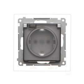 TGSZ1BCZ.01/143A Gniazdo Schuko do wersji IP44 z przesłonami z uszczelką ramki (moduł) 16 A, 250 V~, szybkozłącza. Klapka...