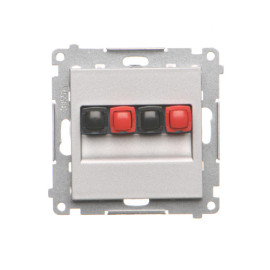 TGL2.01/143 Gniazdo głośnikowe 2-krotne (moduł). Przekrój przewodów dla wejścia i wyjścia 2,5 mm2, Aluminium mat - Simon 55