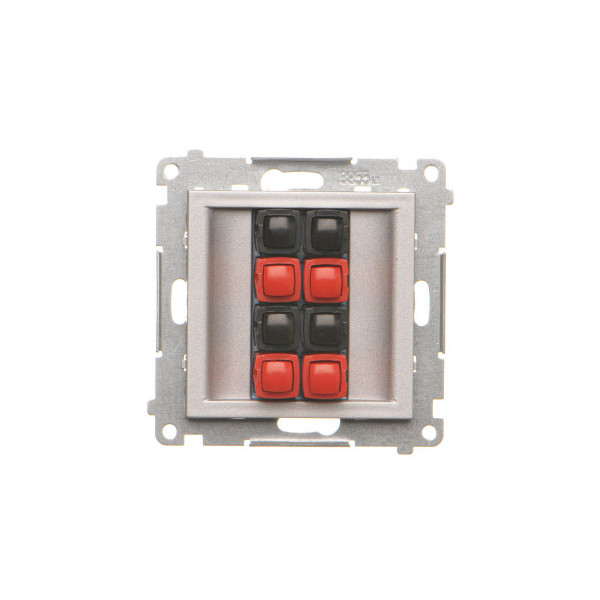 TGL4.01/143 Gniazdo głośnikowe 4-krotne (moduł). Przekrój przewodów dla wejścia i wyjścia 2,5 mm2, Aluminium mat - Simon 55