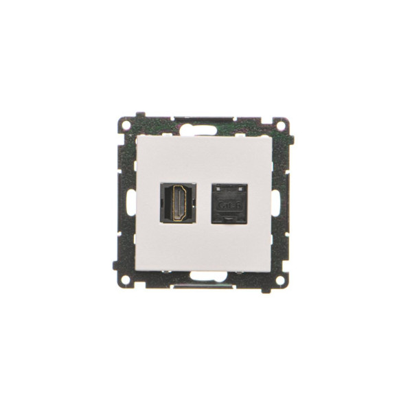TGHRJ45.01/114 Gniazdo HDMI + RJ45 kat.6. (moduł), Jasnoszary mat - Simon 55