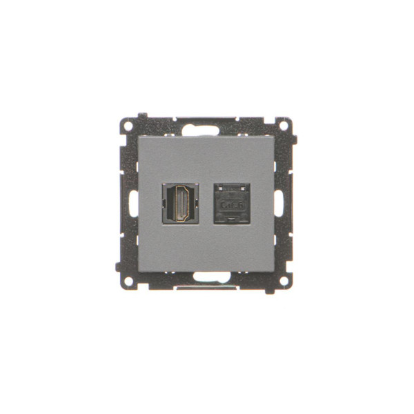 TGHRJ45.01/116 Gniazdo HDMI + RJ45 kat.6. (moduł), Grafitowy mat - Simon 55