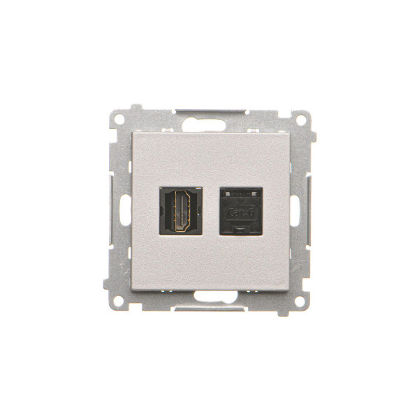 TGHRJ45.01/143 Gniazdo HDMI + RJ45 kat.6. (moduł), Aluminium mat - Simon 55
