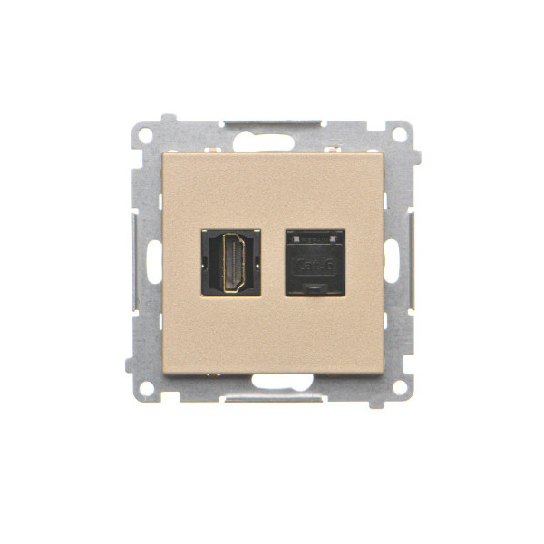 TGHRJ45.01/144 Gniazdo HDMI + RJ45 kat.6. (moduł), Szampański mat - Simon 55
