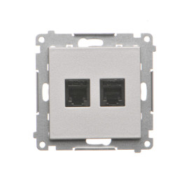 TF2.01/143 Gniazdo telefoniczne podwójne RJ12 (moduł), Aluminium mat - Simon 55