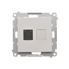 T61.01/143 Gniazdo komputerowe pojedyncze RJ45 kategoria 6, z przesłoną przeciwkurzową (moduł), Aluminium mat - Simon 55