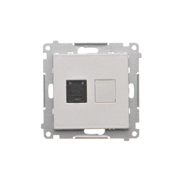 T61.01/143 Gniazdo komputerowe pojedyncze RJ45 kategoria 6, z przesłoną przeciwkurzową (moduł), Aluminium mat - Simon 55