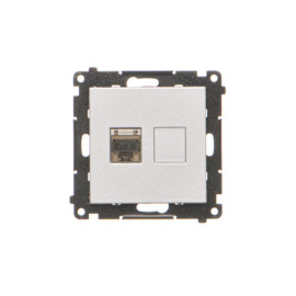T61E.01/143 Gniazdo komputerowe pojedyncze RJ45 kategoria 6, ekranowane z przesłoną przeciwkurzową (moduł), Aluminium mat -...