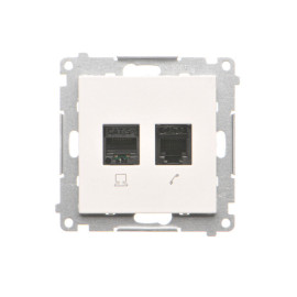 T5F.01/111 Gniazdo komputerowe RJ45 kategoria 5e + telefoniczne RJ12 (moduł), Biały mat - Simon 55