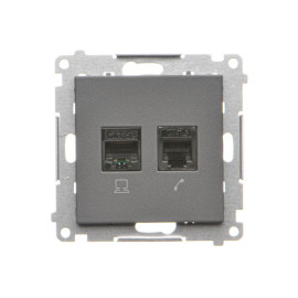 T5F.01/116 Gniazdo komputerowe RJ45 kategoria 5e + telefoniczne RJ12 (moduł), Grafitowy mat - Simon 55
