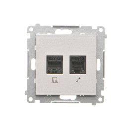 T5F.01/143 Gniazdo komputerowe RJ45 kategoria 5e + telefoniczne RJ12 (moduł), Aluminium mat - Simon 55