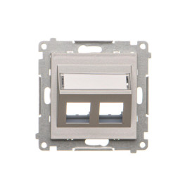 TKP2S.01/143 Pokrywa gniazd teleinformatycznych na Keystone skośna podwójna z polem opisowym (moduł), Aluminium mat - Simon 55