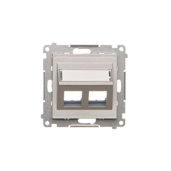 TKP2S.01/143 Pokrywa gniazd teleinformatycznych na Keystone skośna podwójna z polem opisowym (moduł), Aluminium mat - Simon 55