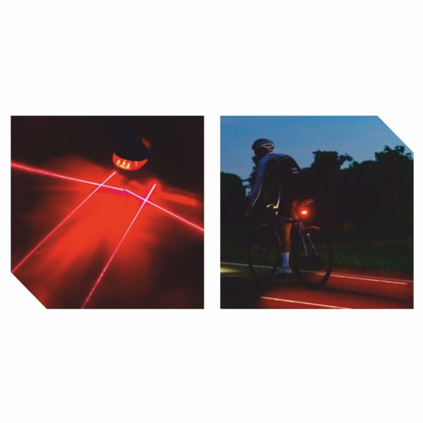 Lampa rowerowa tylna z laserem, 1W 2xAAA Bike 051 LASER