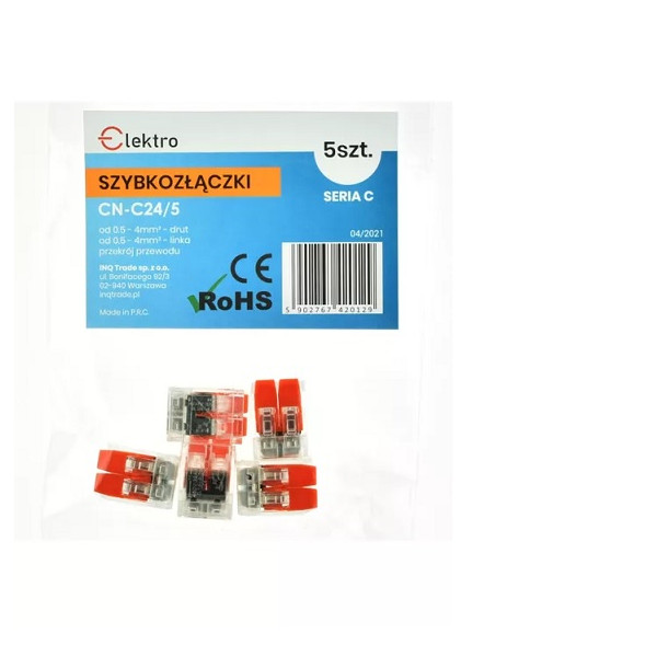 CN-C24/5 slim szybkozłączka 2x 0,5-4mm drut/linka (opak. 5 szt.)