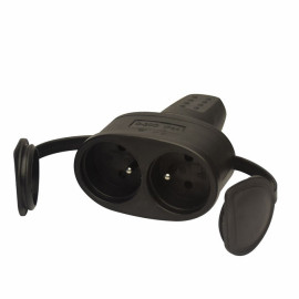 E602224 - Gniazdo podwójne gumowe z zatyczką 16A IP44, Elektro