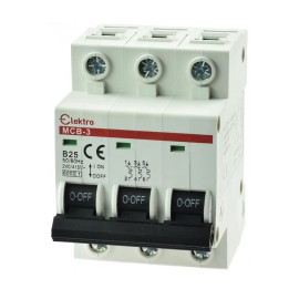 MCB-3-B-25 Wyłącznik nadmiarowo-prądowy 3P B  25A, Elektro