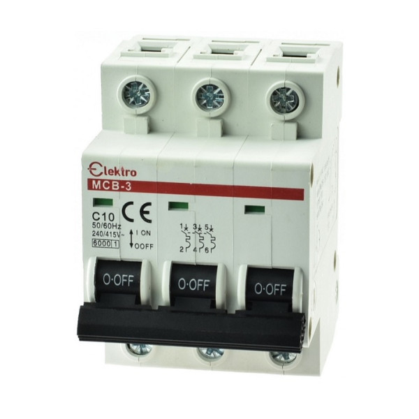 MCB-3-C-10 Wyłącznik nadmiarowo-prądowy 3P B  C10A, Elektro
