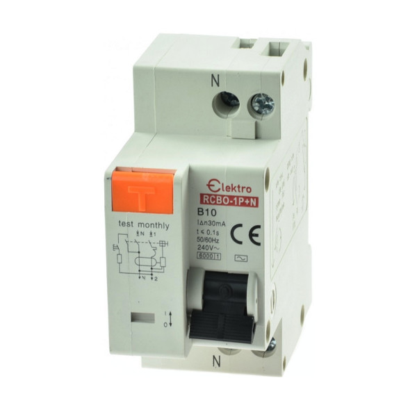 RCBO-2P-B10 Wyłącznik różnicowo-prądowy z członem nadmiarowym 2P  30mA  AC B 10A, Elektro
