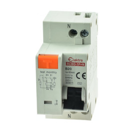 RCBO-2P-B20 Wyłącznik różnicowo-prądowy z członem nadmiarowym 2P  30mA  AC B 20A, Elektro

