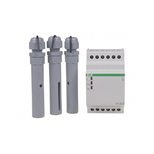 PZ-829 Przekaźnik kontroli poziomu cieczy dwu stanowy, montaz na szynie DIN,styk: 2x1NO/NC 230V