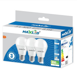 Żarówka LED E27 8,5W (zamiennik 60W) 806lm - A60 230V 3000K (ciepło-biała) - Maxled