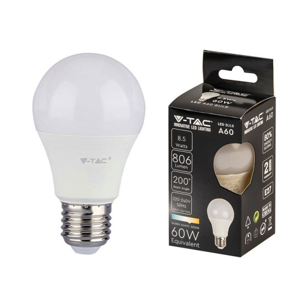 VT-2099 8.5W (60W) 806lm Żarówka LED A60 E27 4000K, (217261)