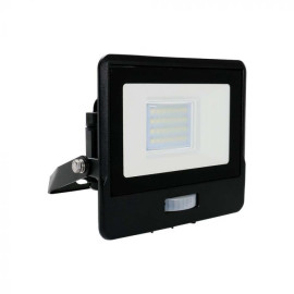 VT-128S (20260) Naświetlacz LED SMD 20W 1510lm 4000K z czujnikiem ruchu i mufą kablową / Chip SAMSUNG / Obudowa: Czarna,