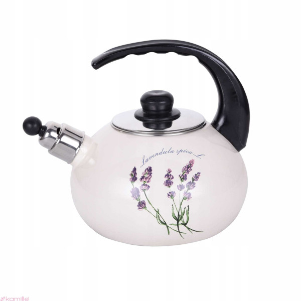 Czajnik emaliowany 2,5L, krem lawenda, gwizdek, indukcja, 1034