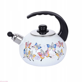 Czajnik emaliowany 2,5L motyle, gwizdek, indukcja, gaz, 1035 Kamille