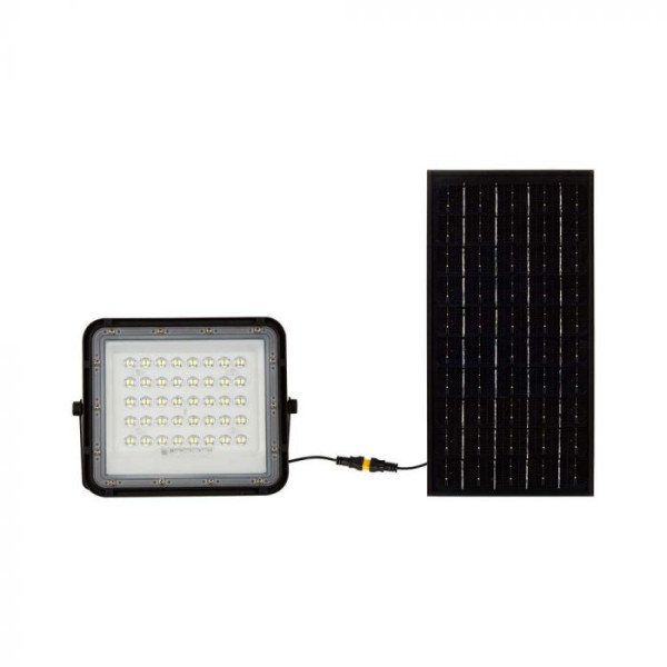 VT-80W  (7824) naświetlacz solarny LED 10W 800lm 4000K z czujnikiem zmierzchu, panel z przewodem 3m pilot bateria 6000mAh, obud