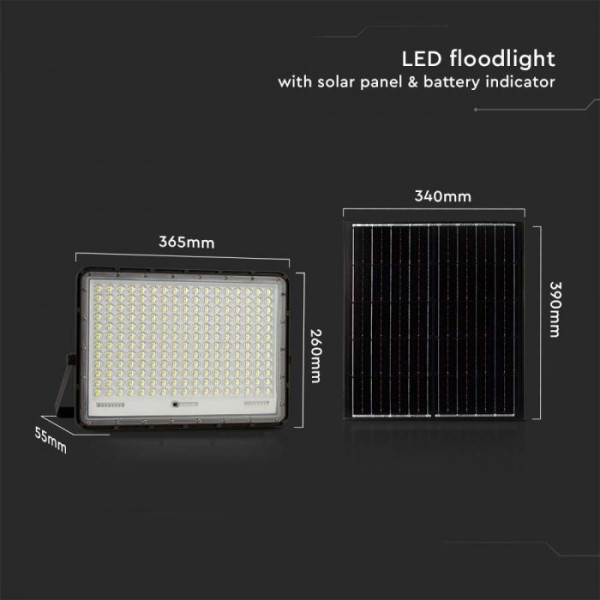 VT-240W  (7830) naświetlacz solarny LED 30W 2600lm 4000K z czujnikiem zmierzchu, panel z przewodem 3m pilot bateria 20000mAh ob