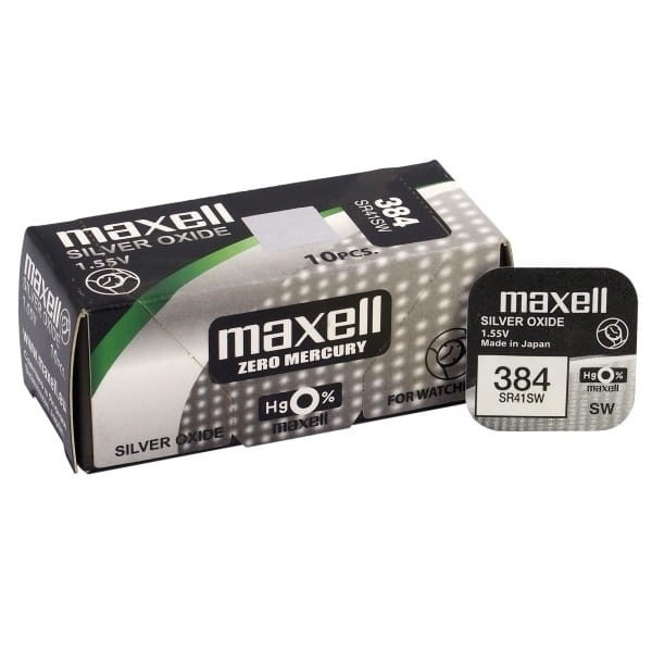 Bateria srebrowa 384 1,55V zegarkowa (G3, SR41SW) Maxell
