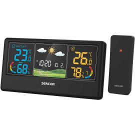 Sencor stacja pogody SWS 4100B , sonda zew.,1,5V , temp.i wilgot.wew/zew , zegar ,budzik,LCD color ,7x15cm [349616]