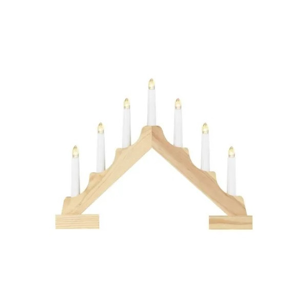 DCAW11 świecznik drewniany 7 LED, 29 cm 2x AA ciepła biel, IP20, timer