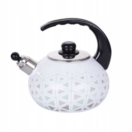 Czajnik emaliowany 2,5L gwizdek, indukcja, gaz - trójkąty 1037 Kamille 
