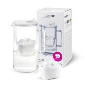 Dzbanek filtrujący szklany Aquaphor Glass 2,5l z wkładem Maxfor+ MG, biały