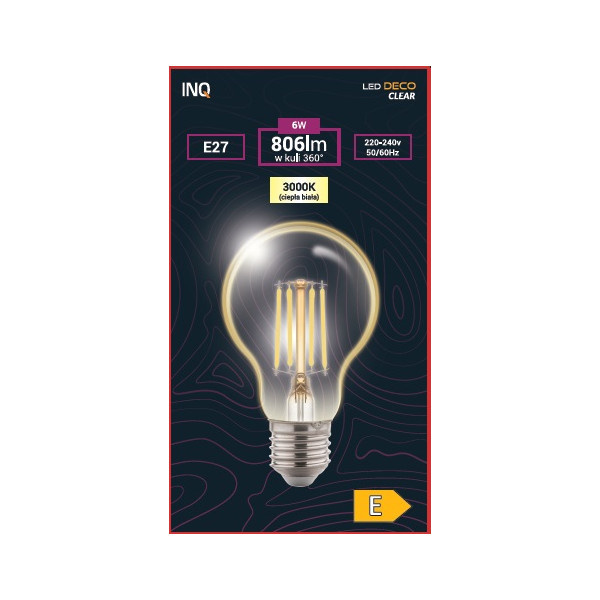Żarówka LED A60 E27 6W (zamiennik 60W) 806lm 3000K EDA020WW INQ