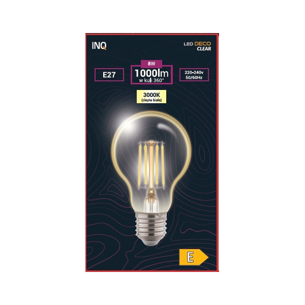 Żarówka LED A60 E27 8W (zamiennik 72W) 1000lm 3000K EDA030WW INQ