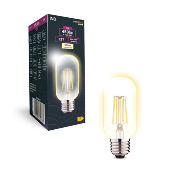 Żarówka LED E27 4W (zamiennik 39W) 450lm - tuba 230V 3000K (ciepło-biała) - EDT010WW INQ