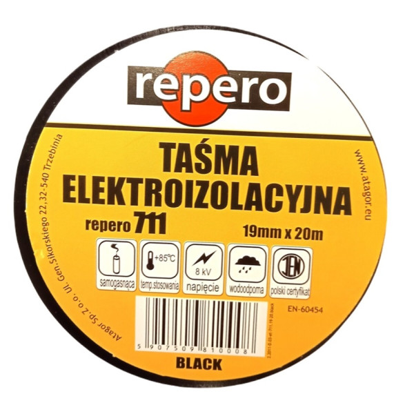 REPERO 711 Taśma Elektroizolacyjna czarna 19mmx20m