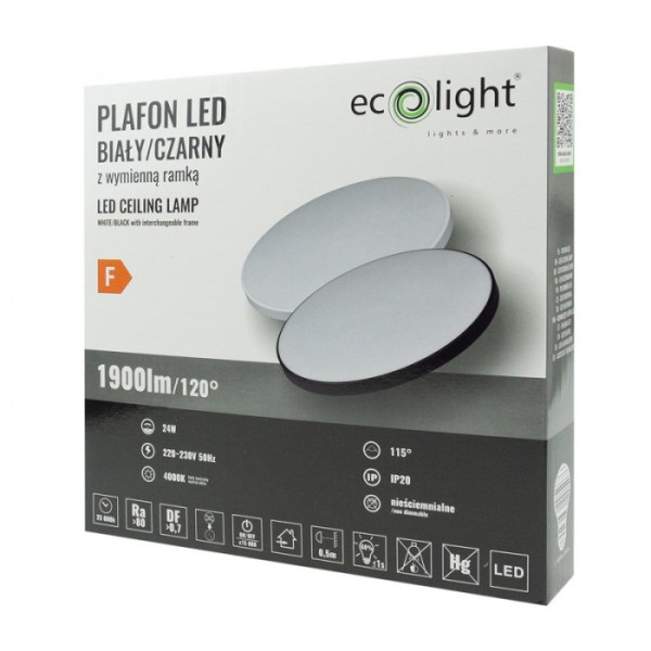 PLAFON LED z wymienną ramką 1900lm 24W 4000K śr.330mm  EC20507