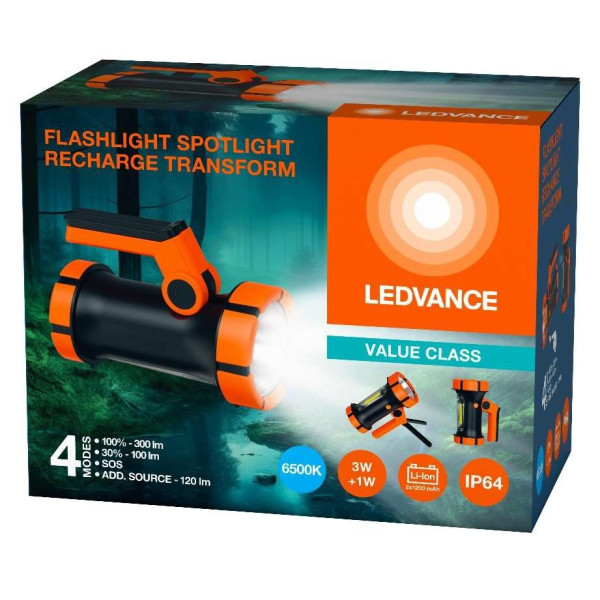 Latarka szperacz wielofunkcyjna, akumulatorowa z funkcją powerbank FLASHLIGHT SPOTLIGHT RECHARGE TRANSFORM LEDVANCE