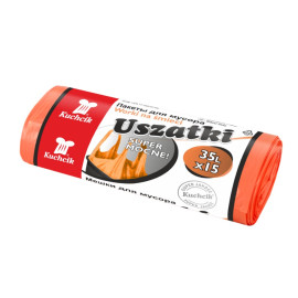 Kuchcik, Worki na śmieci 35L HDPE uszatki pomarańczowe, 15 szt. [2881]