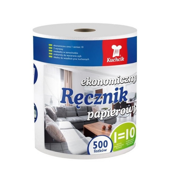 Kuchcik, Ręcznik papierowy EKONOMICZNY, 500 listków   100m x 22cm  [5362]