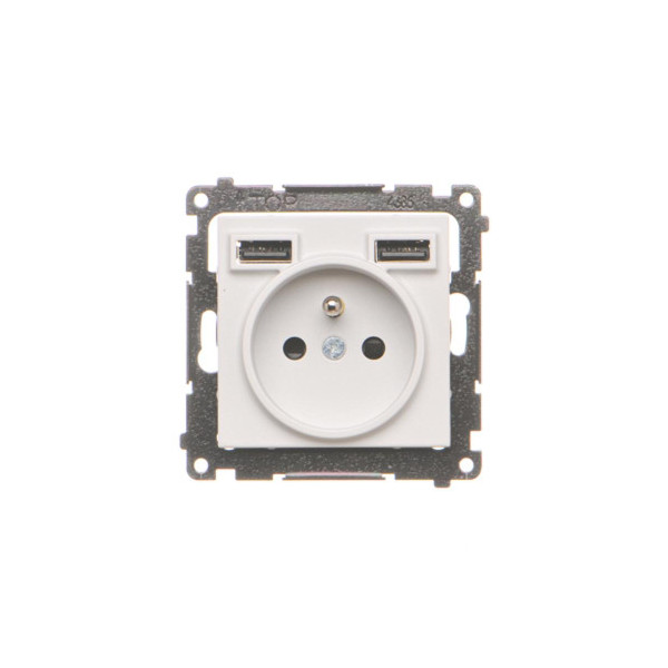 TGZ1ZUSB2CA.01/114 Gniazdo z ładowarką USB, C+A, (moduł), 2,1A, 16A, jasnoszary mat- Simon 55